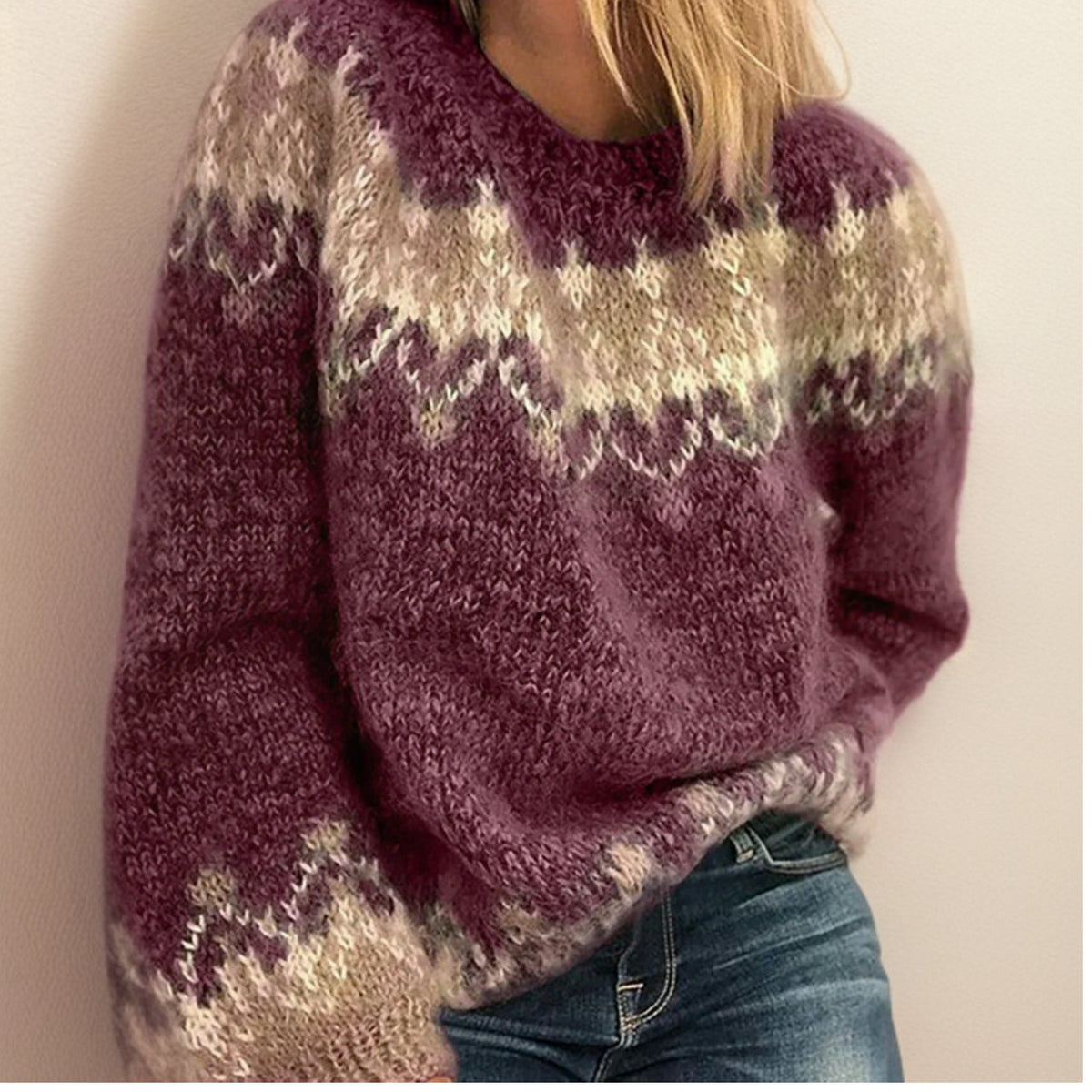 Eleganter Und Bequemer Jacquard-Pullover