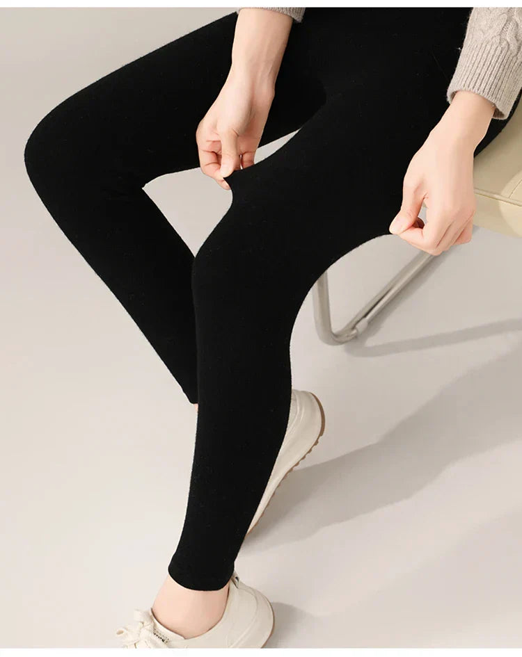 Strick-Kaschmir-Leggings inklusive Hoher Taille – Feinstrick Damenleggings in Neutralen Farbtönen