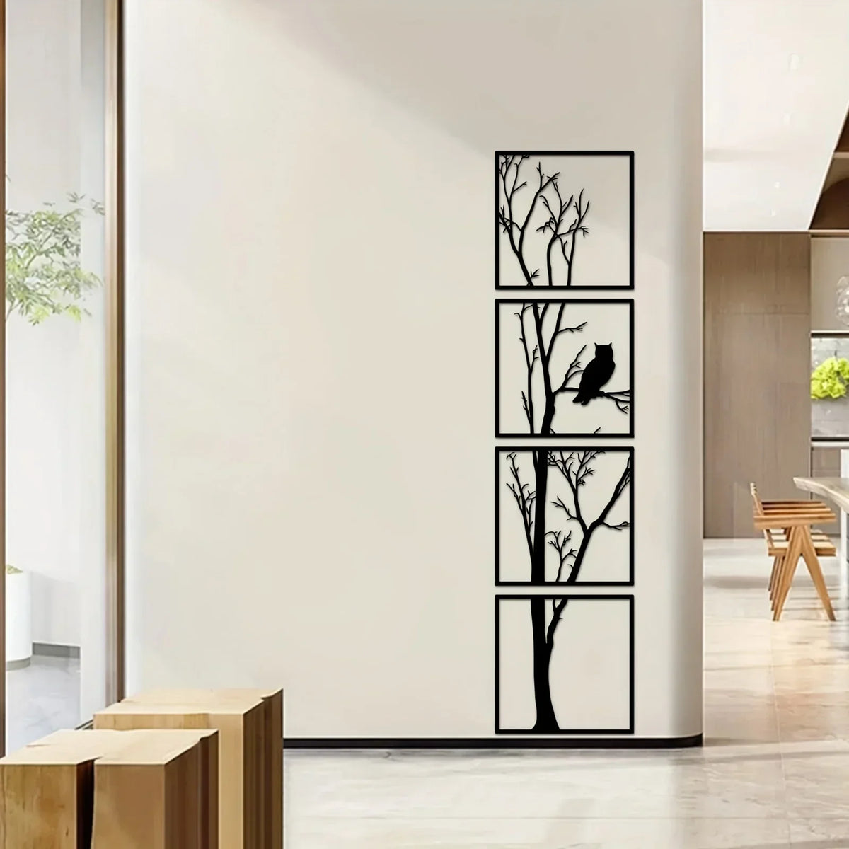 Wanddekoration Baum und Eule – Minimalistisch und Elegant
