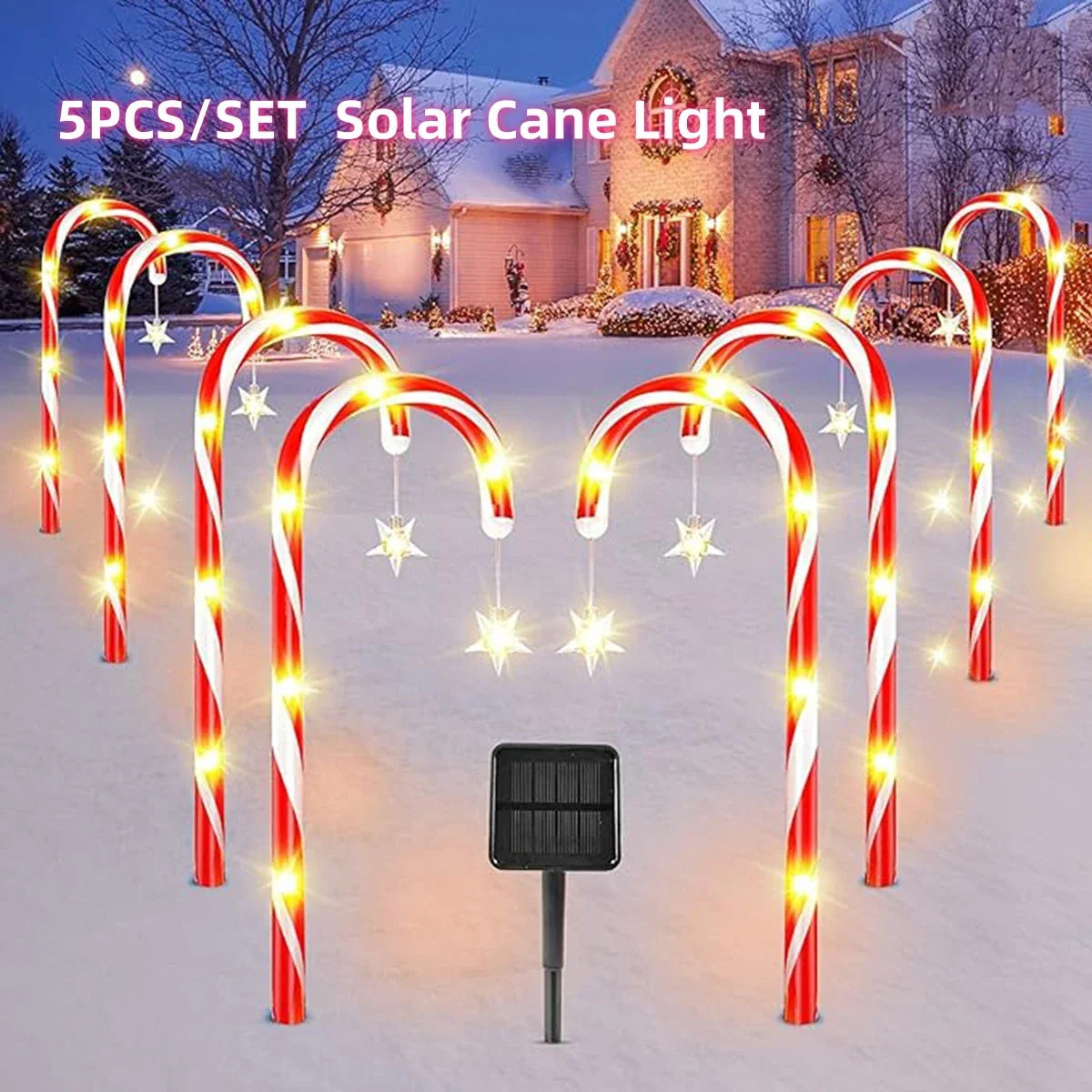 Weihnachtliche Solar-Bonbon-Stangen-Lichter: Strahlende Dekoration für festliche Abende