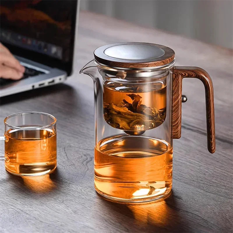 Eleganter Glas-Teebereiter inklusive Holzgriff – Stilvolles Aufbrühen