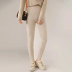 Strick-Kaschmir-Leggings inklusive Hoher Taille – Feinstrick Damenleggings in Neutralen Farbtönen