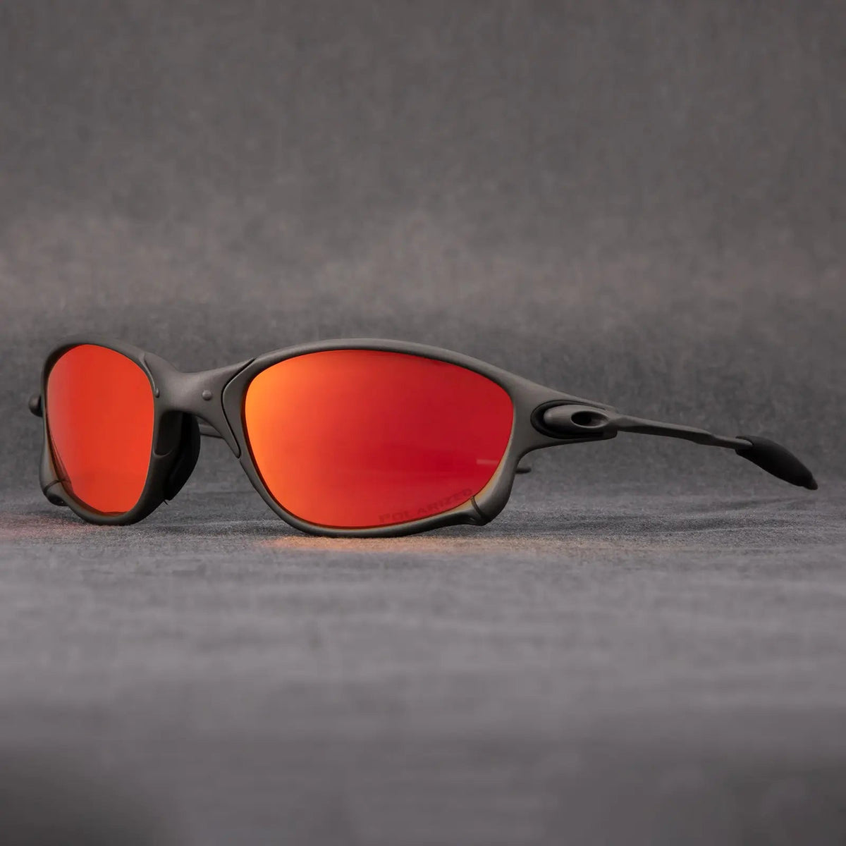 Sportliche Polarisierte Sonnenbrille – Metallrahmen inklusive Roten Gläsern