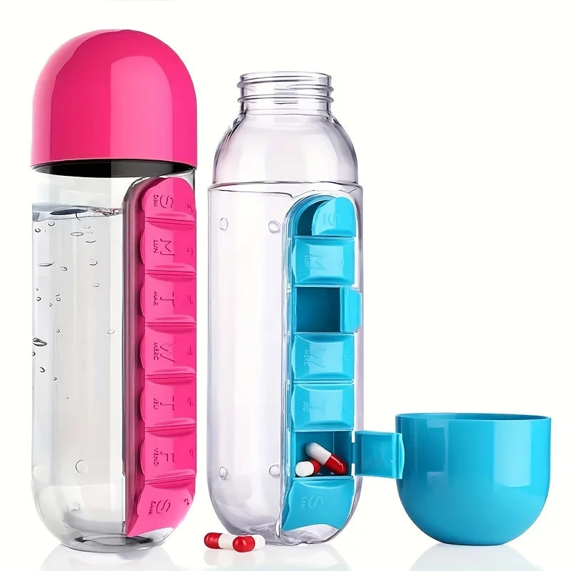 VitaBottle – Tragbare Wasserflasche inklusive integriertem Pillenfach