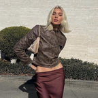 Vintage-Kunstlederjacke mit Reißverschlusstaschen