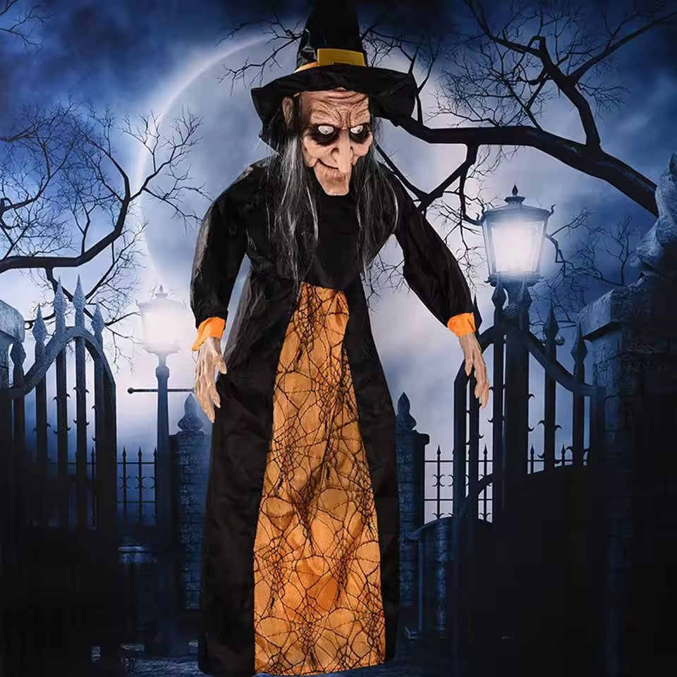Hängende Hexenpuppe – Gruselige Halloween-Dekoration mit Licht sowie Sound