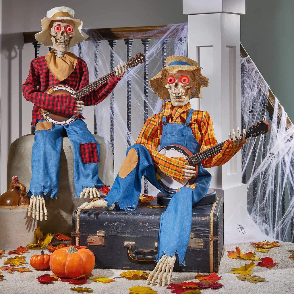 Halloween-Skelett inklusive Banjo – Leuchtende Dekoration mit Sound