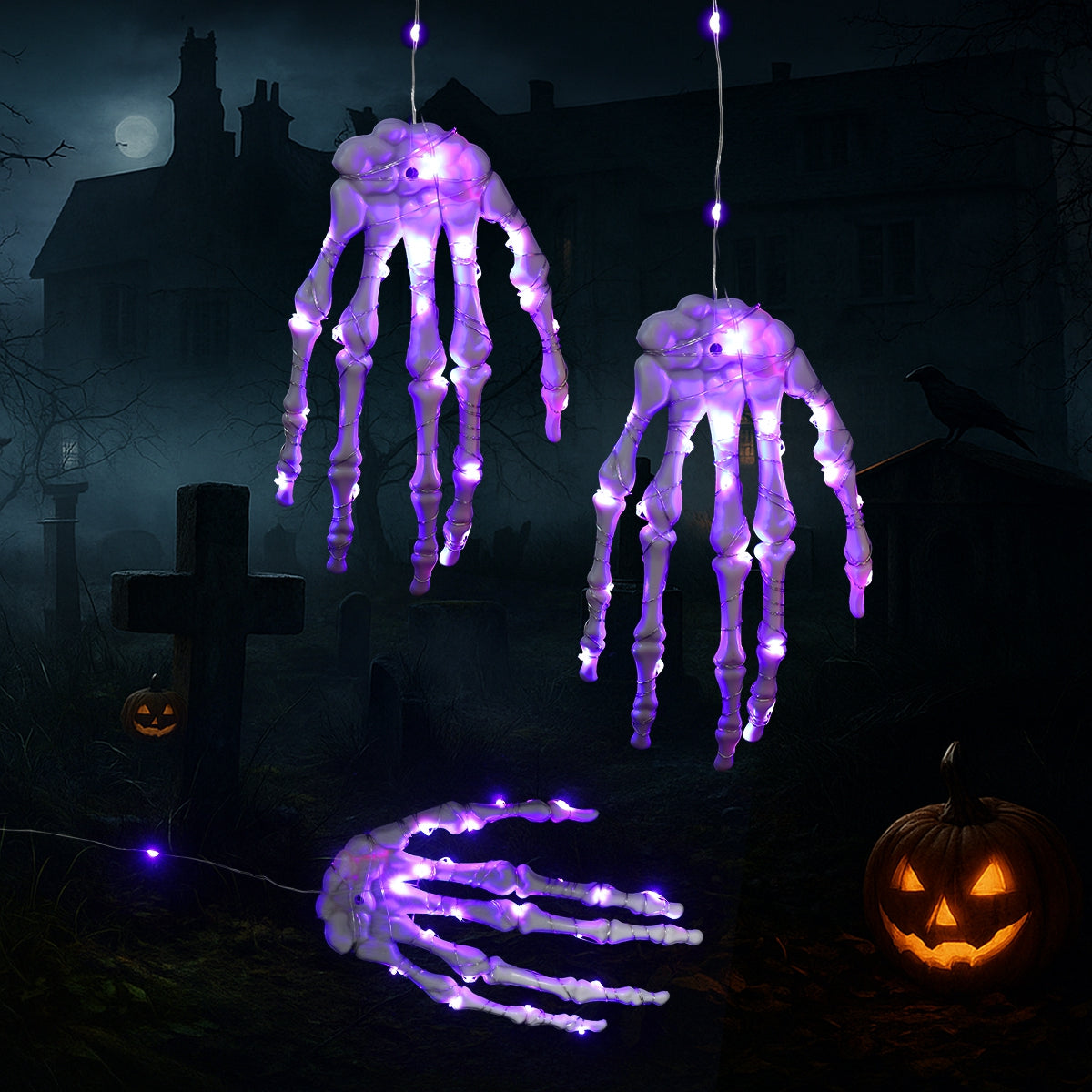 Leuchtende Skelethand – Gruselige Halloween-Dekoration inklusive LED