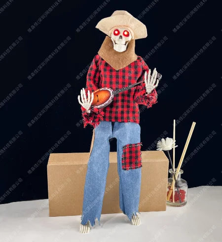 Halloween-Skelett inklusive Banjo – Leuchtende Dekoration mit Sound