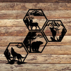 Wildernis Geometrische Wanddekoration – Tiere sowie Berge