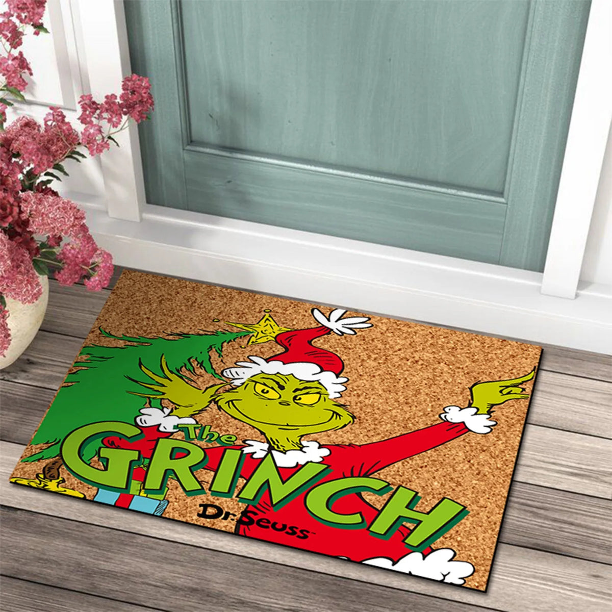 Weihnachtliche Türmatte inklusive Grinch-Design – Fröhlicher Empfang für die Feiertage