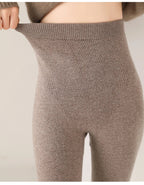 Strick-Kaschmir-Leggings inklusive Hoher Taille – Feinstrick Damenleggings in Neutralen Farbtönen