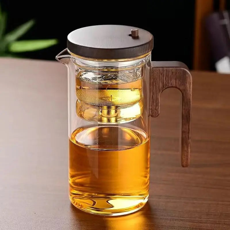 Eleganter Glas-Teebereiter inklusive Holzgriff – Stilvolles Aufbrühen