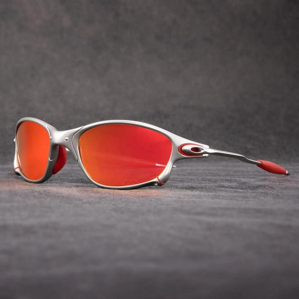 Sportliche Polarisierte Sonnenbrille – Metallrahmen inklusive Roten Gläsern
