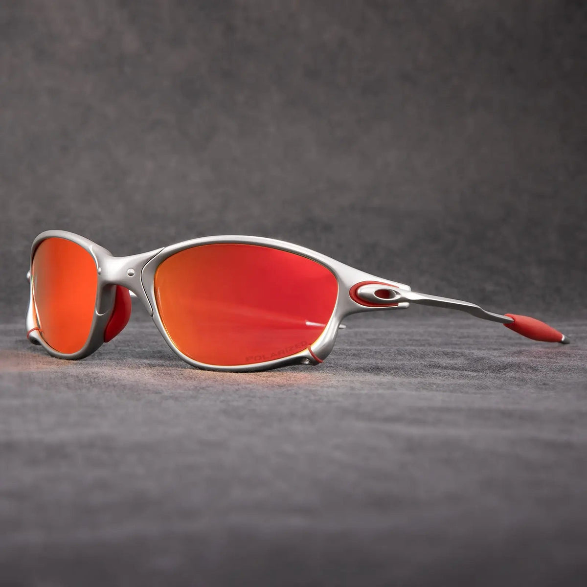 Sportliche Polarisierte Sonnenbrille – Metallrahmen inklusive Roten Gläsern