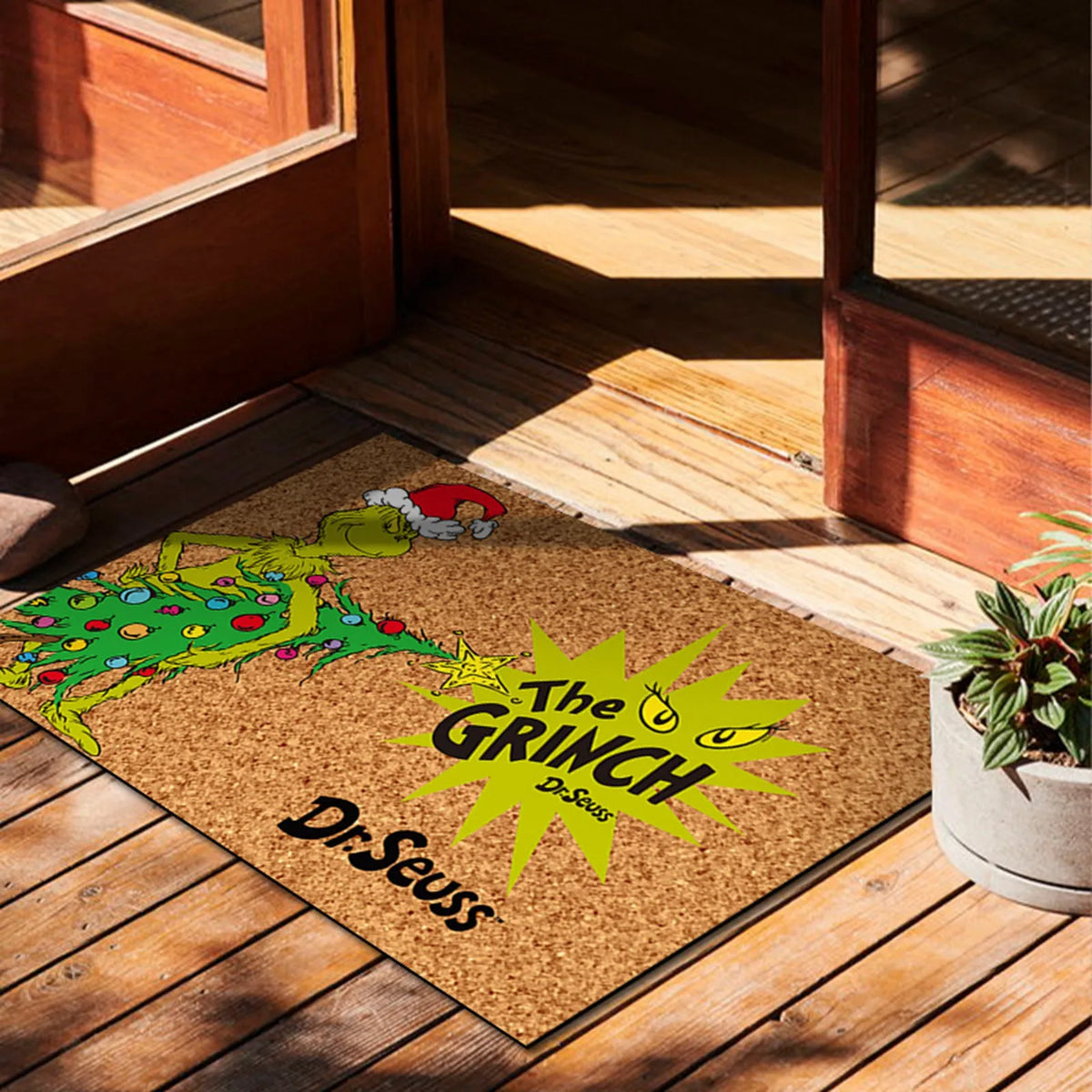 Weihnachtliche Türmatte inklusive Grinch-Design – Fröhlicher Empfang für die Feiertage