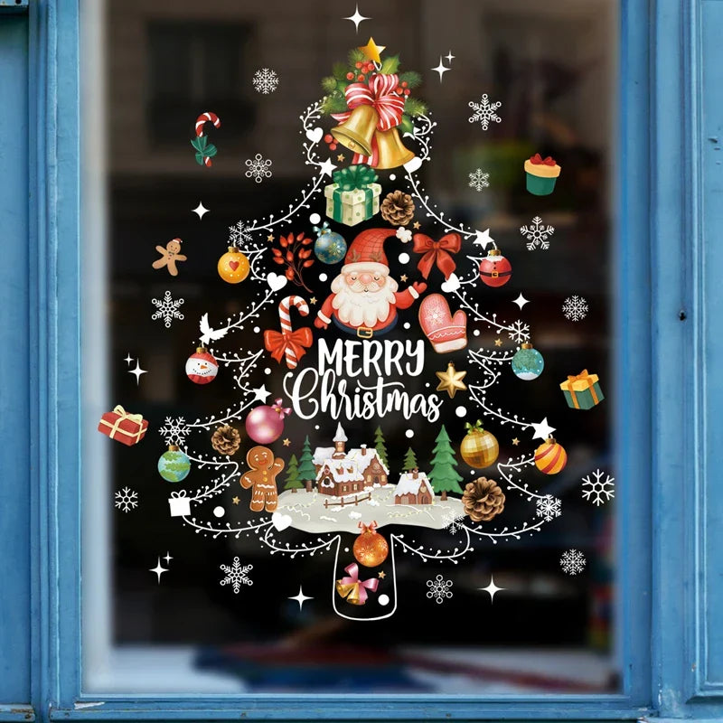 Weihnachts-Fensterdekoration – Festliche Dekoration mit Weihnachtsmann sowie Tieren für eine stimmungsvolle Weihnachten