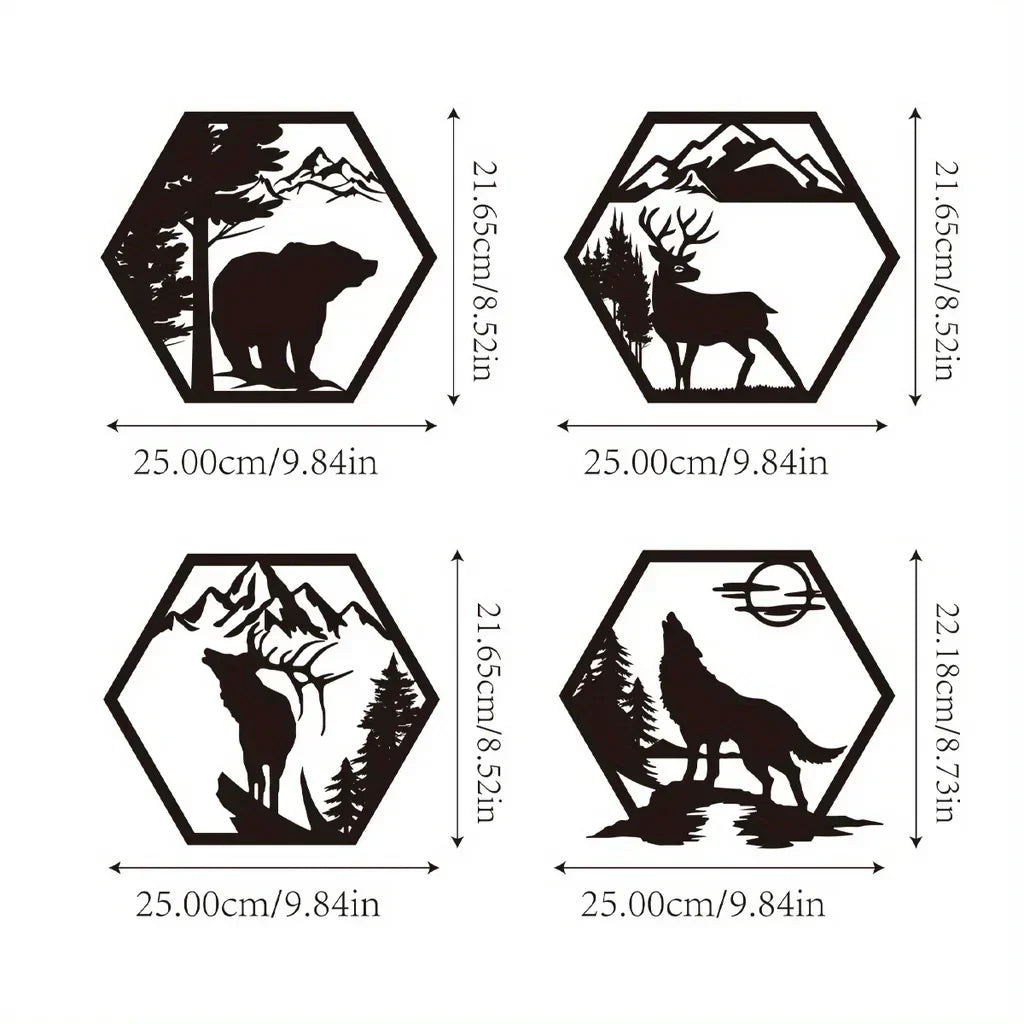 Wildernis Geometrische Wanddekoration – Tiere sowie Berge