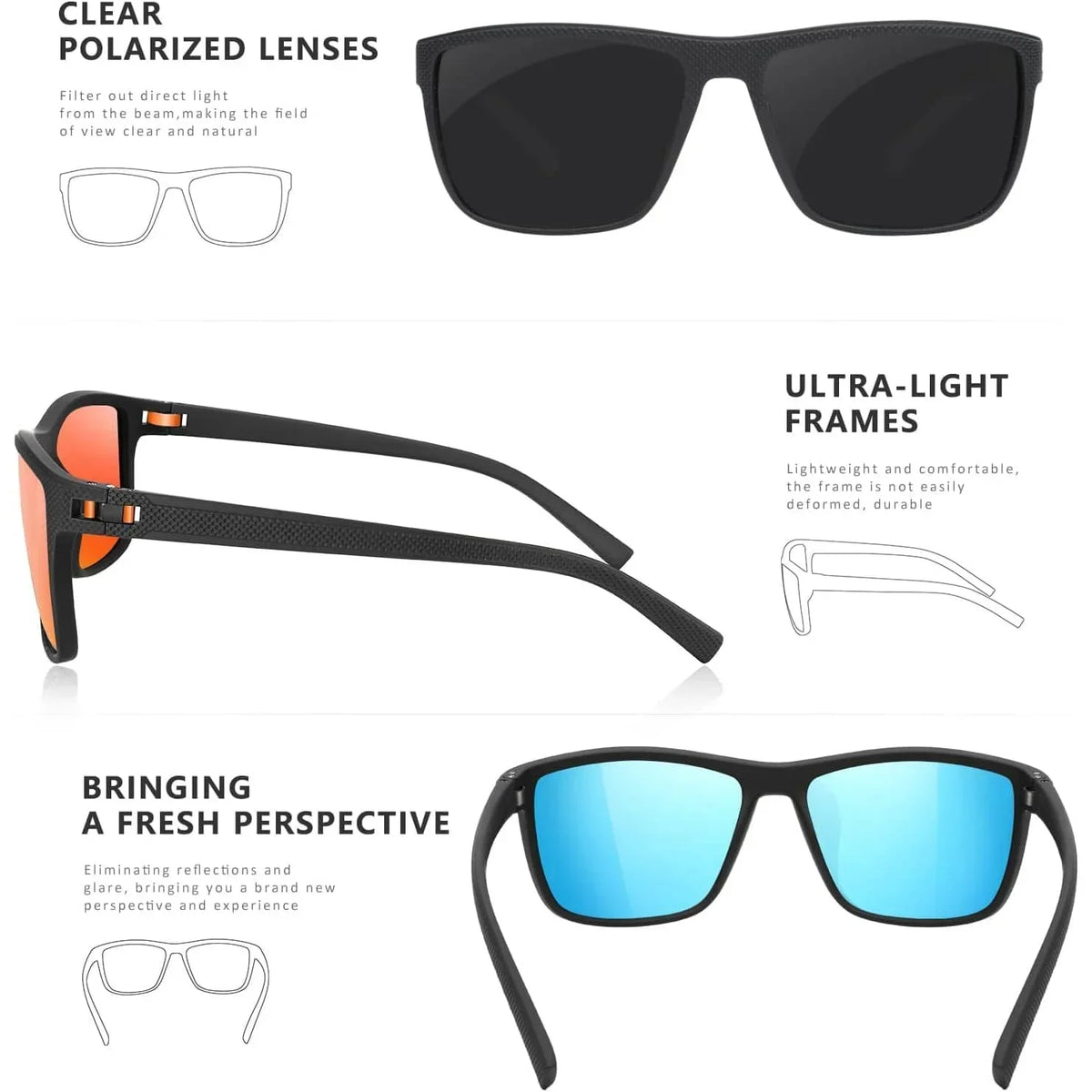 AquaShield Polarisierte Sonnenbrille 3-Pack – Geschützt und Elegant