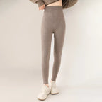 Strick-Kaschmir-Leggings inklusive Hoher Taille – Feinstrick Damenleggings in Neutralen Farbtönen