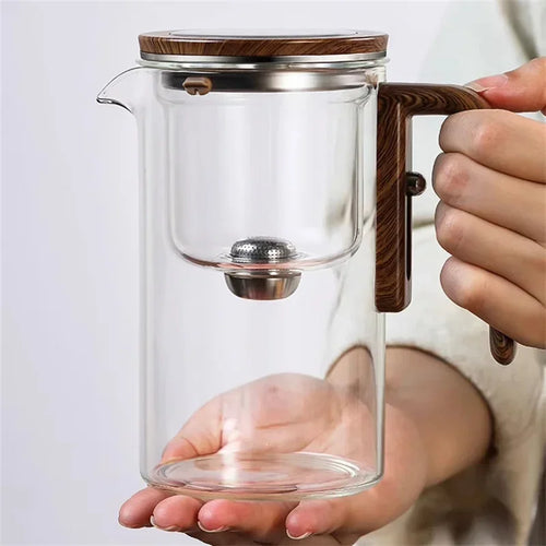 Eleganter Glas-Teebereiter inklusive Holzgriff – Stilvolles Aufbrühen