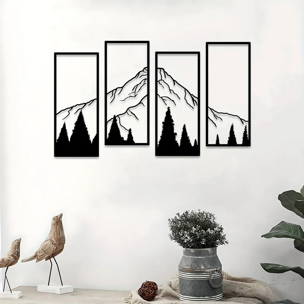 Majestätische Berge Wanddekoration: Vierteilige Kunstset