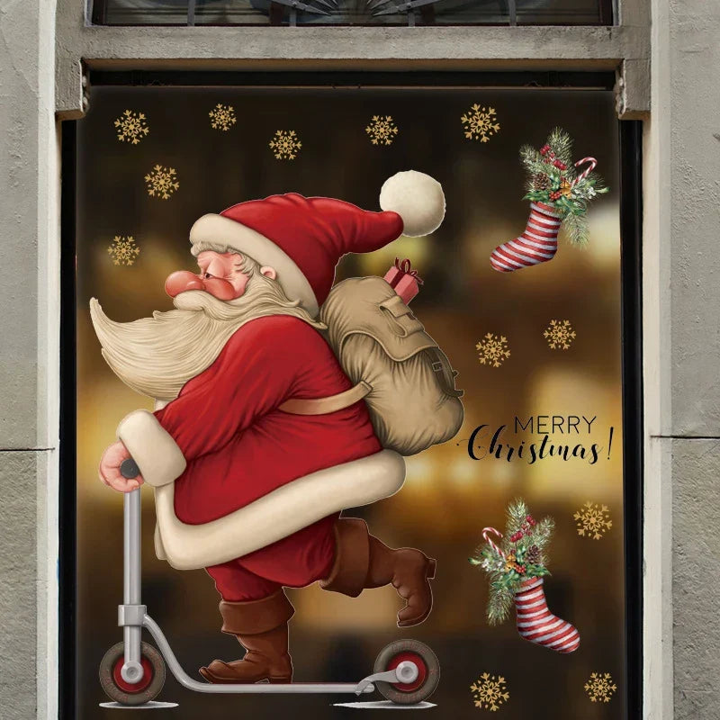 Weihnachts-Fensterdekoration – Festliche Dekoration mit Weihnachtsmann sowie Tieren für eine stimmungsvolle Weihnachten