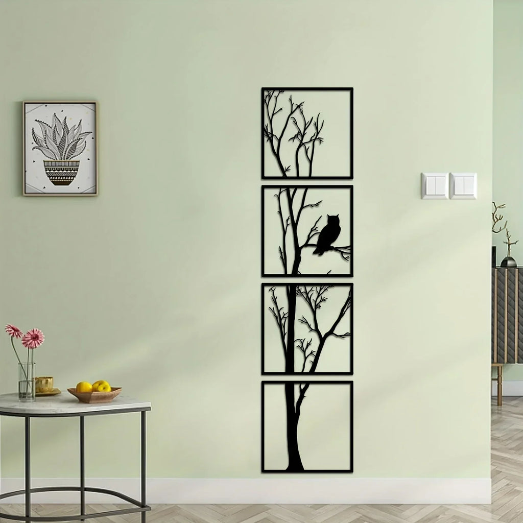 Wanddekoration Baum und Eule – Minimalistisch und Elegant