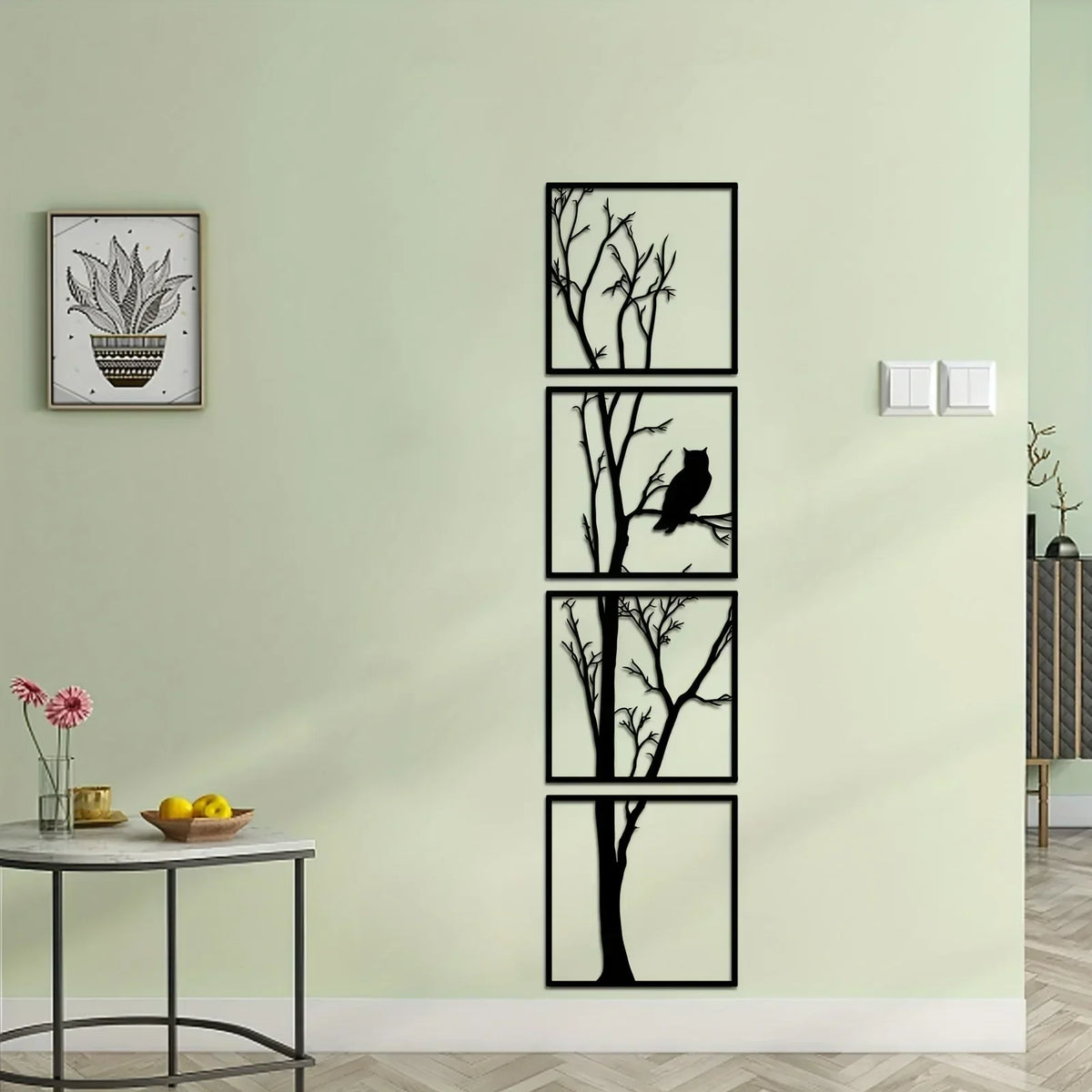 Wanddekoration Baum und Eule – Minimalistisch und Elegant