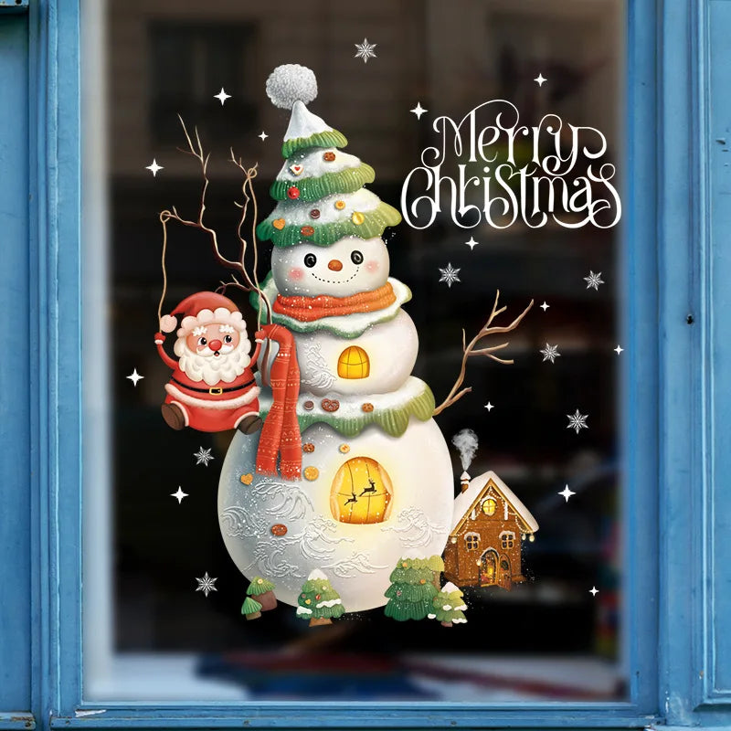 Weihnachts-Fensterdekoration – Festliche Dekoration mit Weihnachtsmann sowie Tieren für eine stimmungsvolle Weihnachten