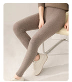 Strick-Kaschmir-Leggings inklusive Hoher Taille – Feinstrick Damenleggings in Neutralen Farbtönen