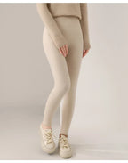 Strick-Kaschmir-Leggings inklusive Hoher Taille – Feinstrick Damenleggings in Neutralen Farbtönen