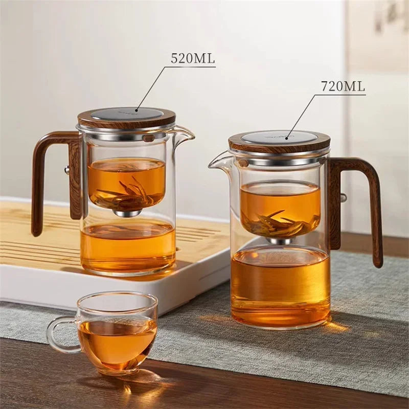 Eleganter Glas-Teebereiter inklusive Holzgriff – Stilvolles Aufbrühen