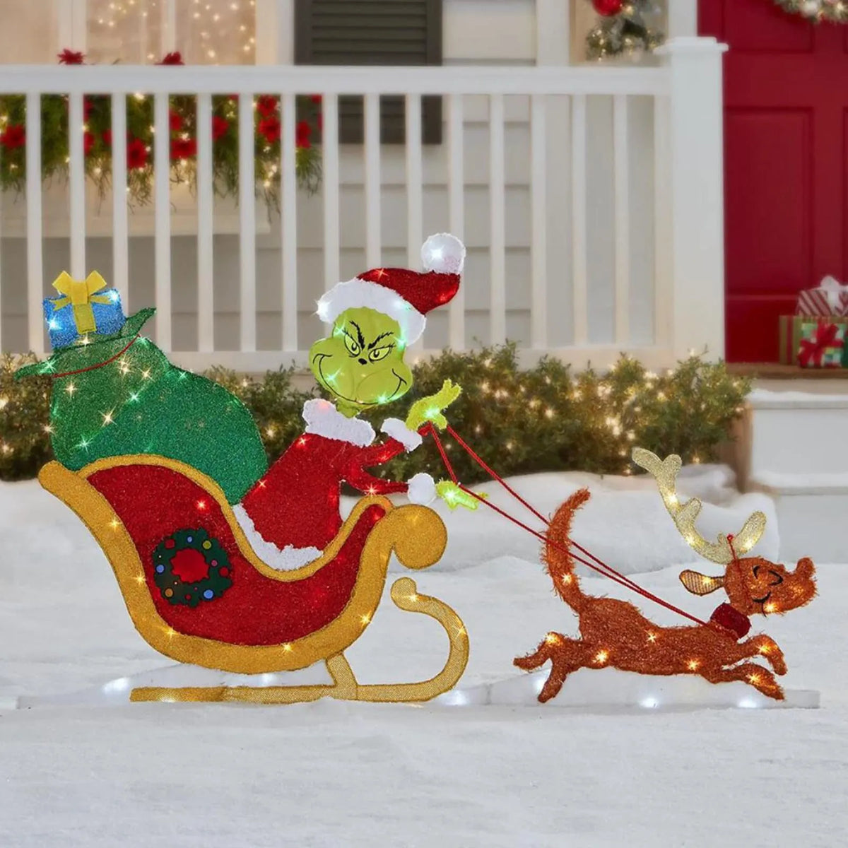 Grinch Weihnachtsdekoration: Fröhliche Gartenbeleuchtung für die Feiertage