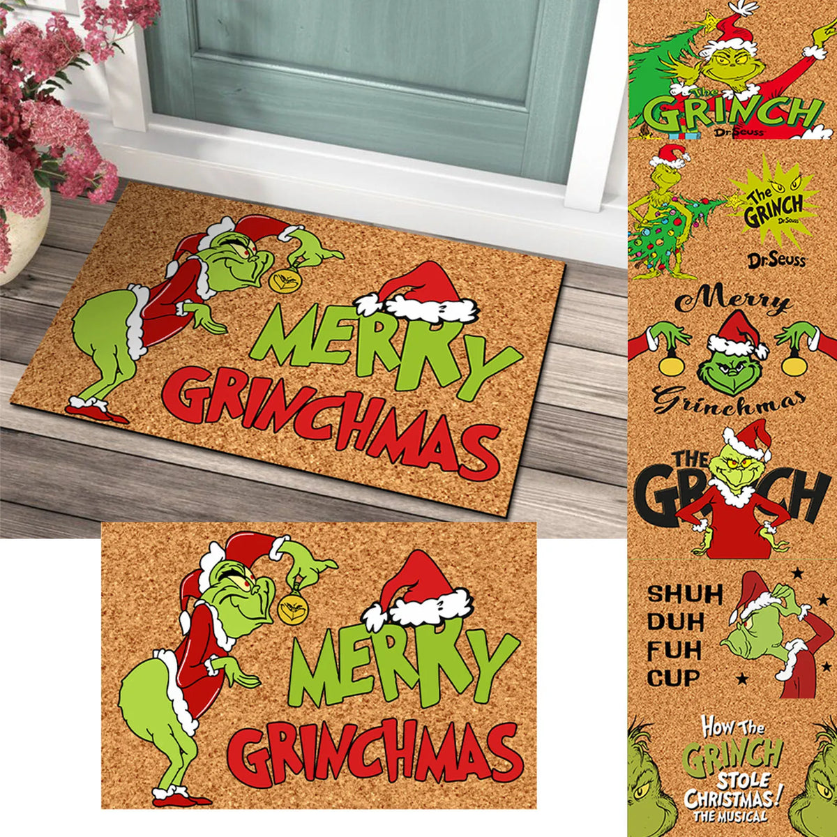 Weihnachtliche Türmatte inklusive Grinch-Design – Fröhlicher Empfang für die Feiertage