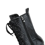Damen Schnürstiefel inklusive Krokodilprägung – Western Stil mit Spitze