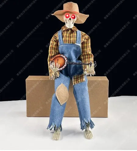 Halloween-Skelett inklusive Banjo – Leuchtende Dekoration mit Sound
