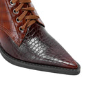 Damen Schnürstiefel inklusive Krokodilprägung – Western Stil mit Spitze