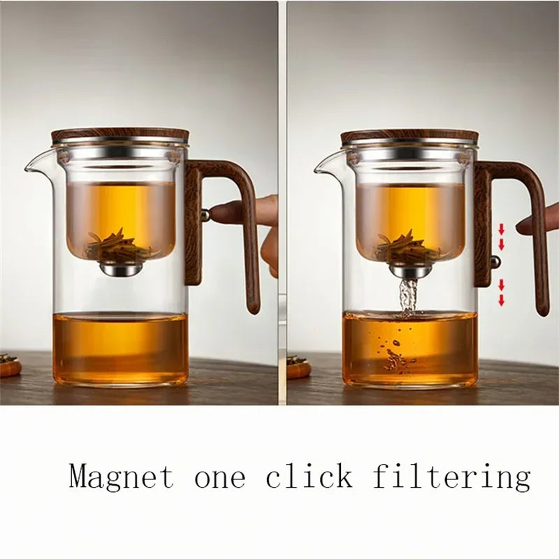 Eleganter Glas-Teebereiter inklusive Holzgriff – Stilvolles Aufbrühen