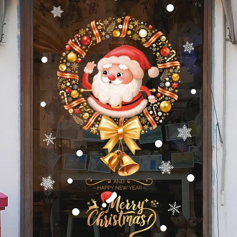 Weihnachts-Fensterdekoration – Festliche Dekoration mit Weihnachtsmann sowie Tieren für eine stimmungsvolle Weihnachten