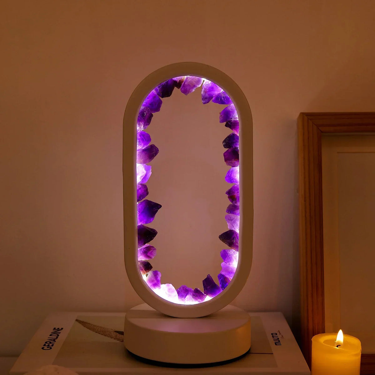 Elegante Amethyst-Kristalllampe: Ambient LED-Beleuchtung zur Entspannung