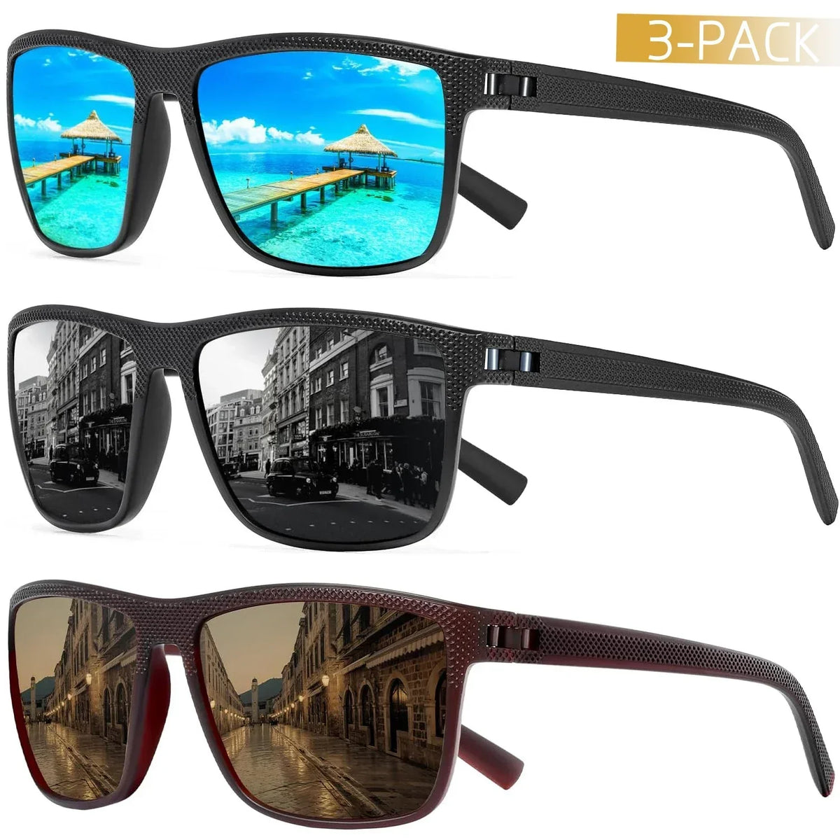 AquaShield Polarisierte Sonnenbrille 3-Pack – Geschützt und Elegant