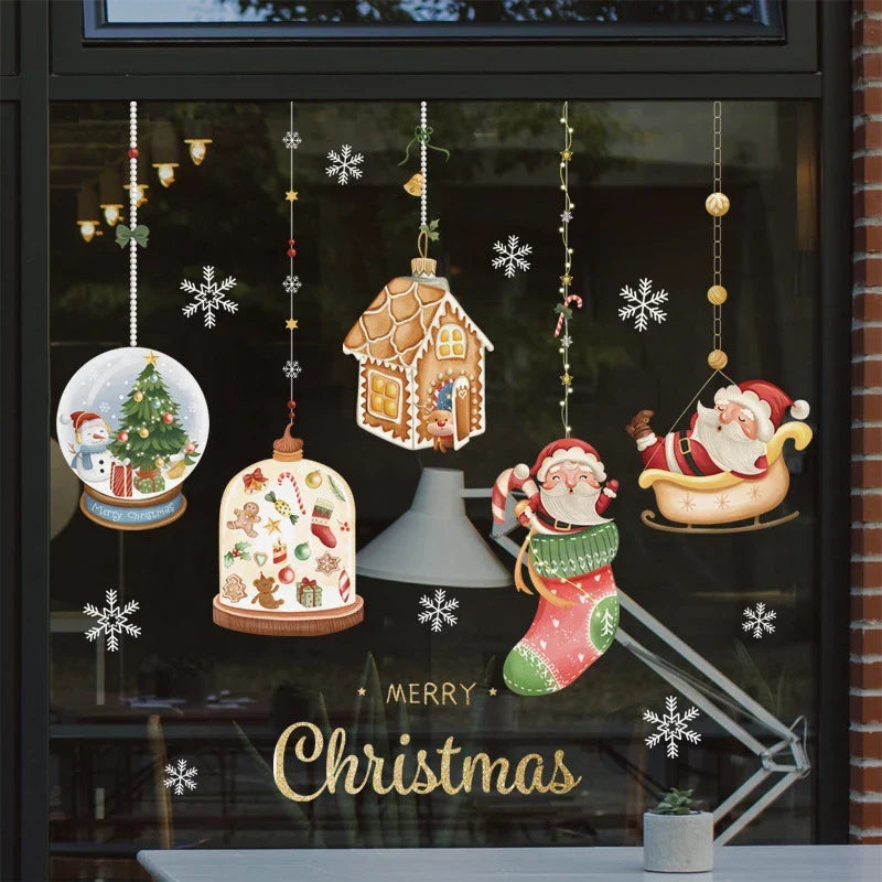 Weihnachts-Fensterdekoration – Festliche Dekoration mit Weihnachtsmann sowie Tieren für eine stimmungsvolle Weihnachten