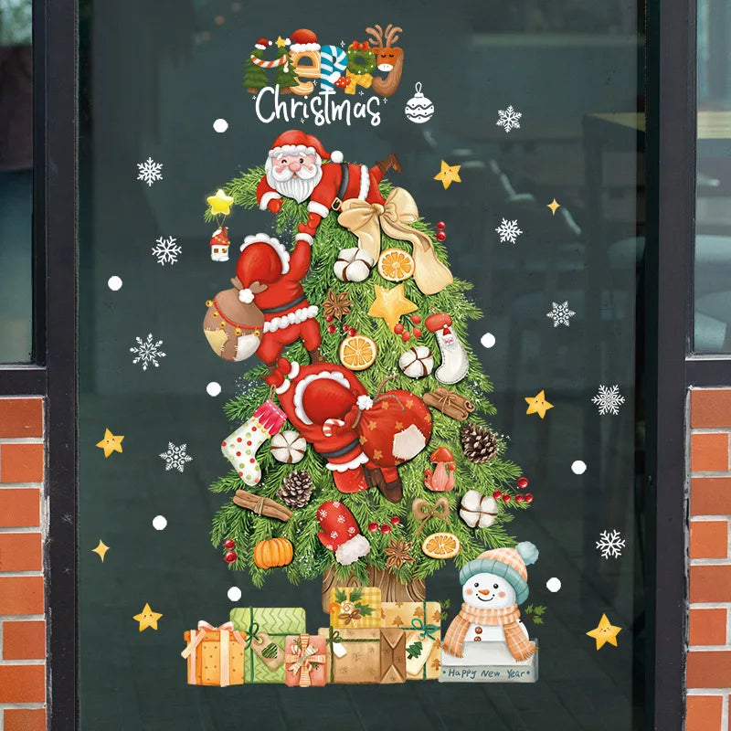 Weihnachts-Fensterdekoration – Festliche Dekoration mit Weihnachtsmann sowie Tieren für eine stimmungsvolle Weihnachten