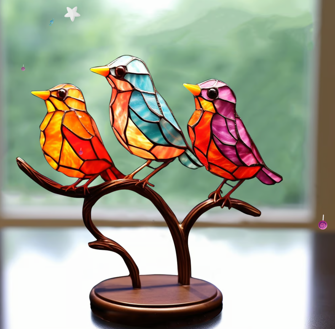 Fröhliche Vogelgruppe: Bunte Dekoration