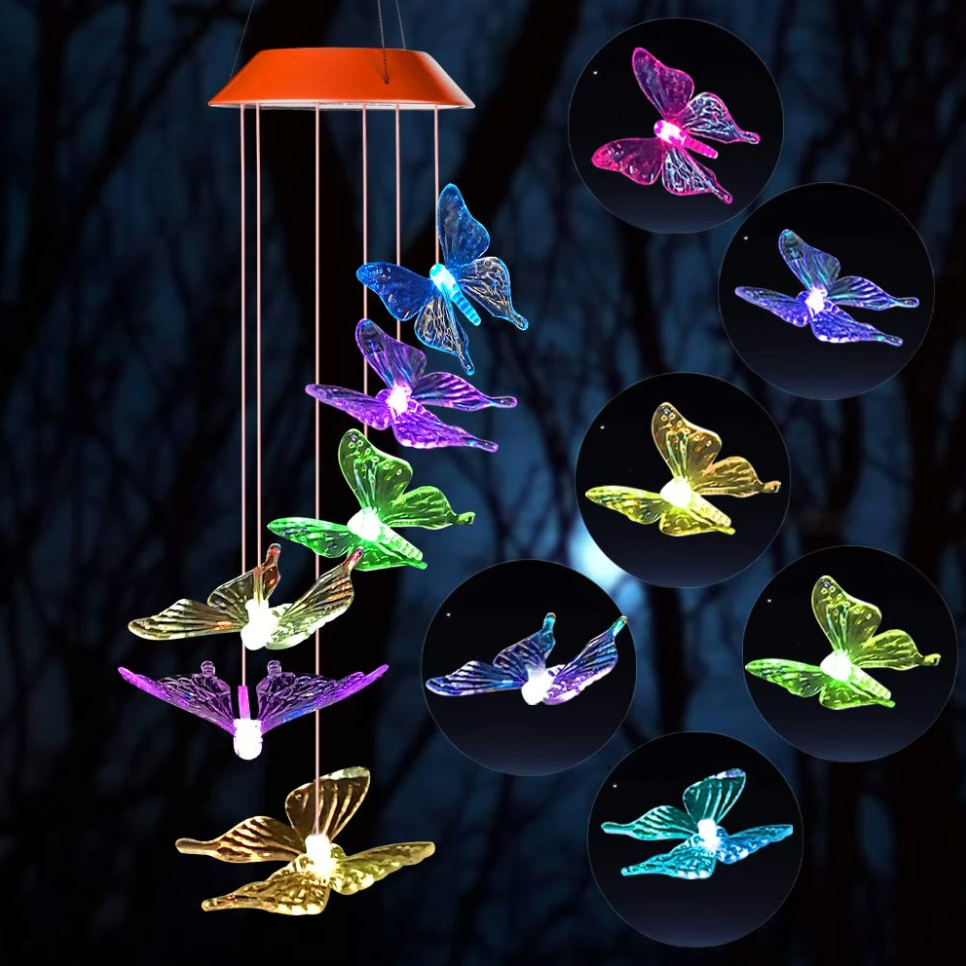 Solar Schmetterling Windspiel: Bunte Beleuchtung für draußen