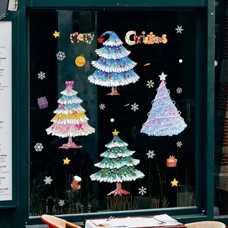 Weihnachts-Fensterdekoration – Festliche Dekoration mit Weihnachtsmann sowie Tieren für eine stimmungsvolle Weihnachten