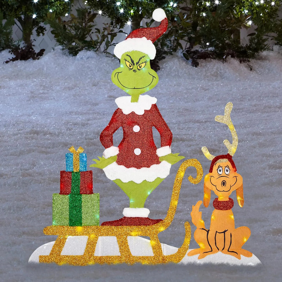 Grinch Weihnachtsdekoration: Fröhliche Gartenbeleuchtung für die Feiertage