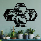 Wildernis Geometrische Wanddekoration – Tiere sowie Berge