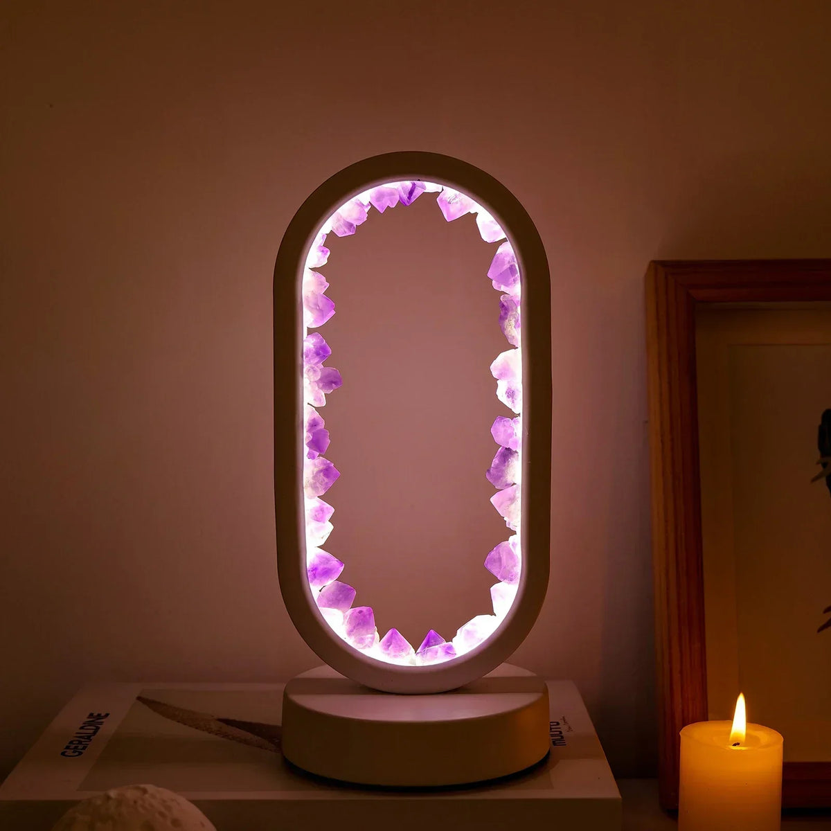Elegante Amethyst-Kristalllampe: Ambient LED-Beleuchtung zur Entspannung